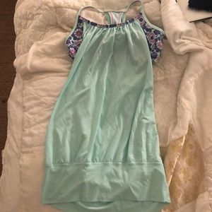 Blue floral lululemon no limits tank